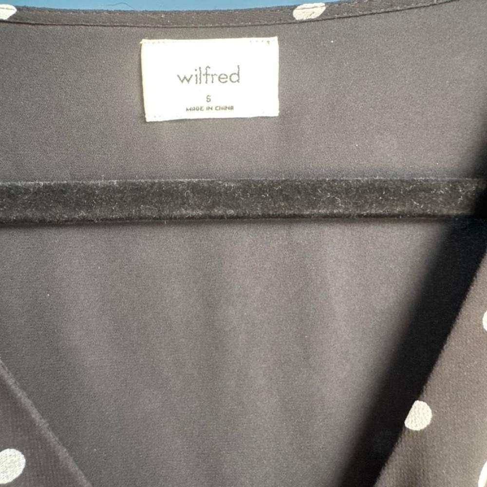 Aritzia Wilfred Polka Dot Dress Women's Size 6 Black White Button Front Twee - Picture 4 of 8
